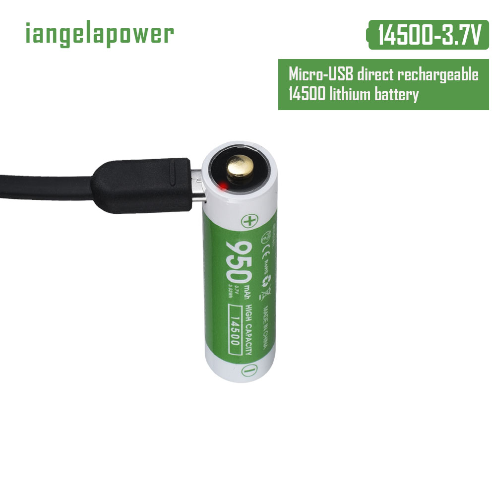 14500-USB Rechargeable battery 3.7V 950mAh Li-ion battery